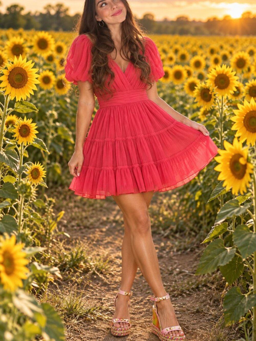 Puff Sleeve Highly Sought After The Listicle Pink Coral Puff Sleeve Dress